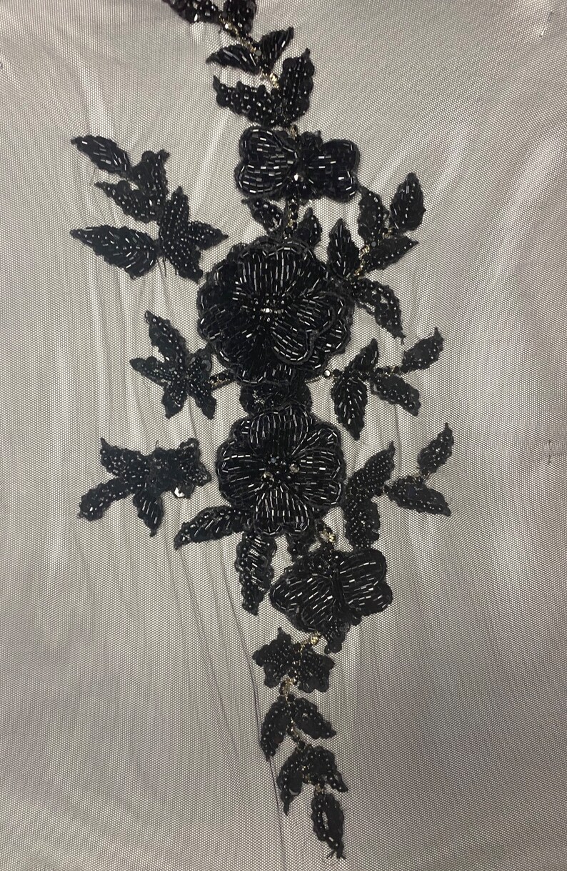 Floral 3D hand made beaded appliqué for clothing/art and craft embellishments. Bridal Pearl appliqué Apair of 3D embellishment / 3D applique image 6
