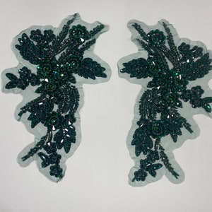 deluxe grüne Strass Applikation, Braut Mieder Perlen Blumenmotiv Spitze Applikation, Silber Kristall Schulter Schärpe Kopfschmuck Applikationen