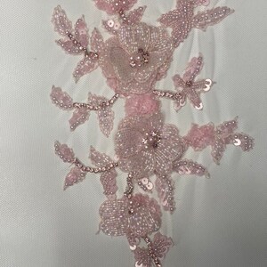 Floral 3D hand made beaded appliqué for clothing/art and craft embellishments. Bridal Pearl appliqué Apair of 3D embellishment / 3D applique image 4