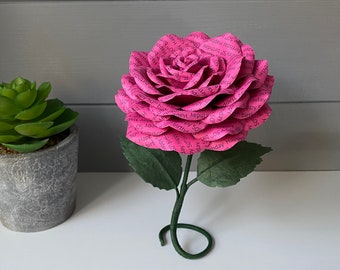 Paper rose - choice of messages or your own wording printed on the petals. Gifts for her, faux flower