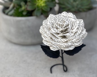 Book Page Paper Rose, 1st Anniversary Gift, Floral Decor