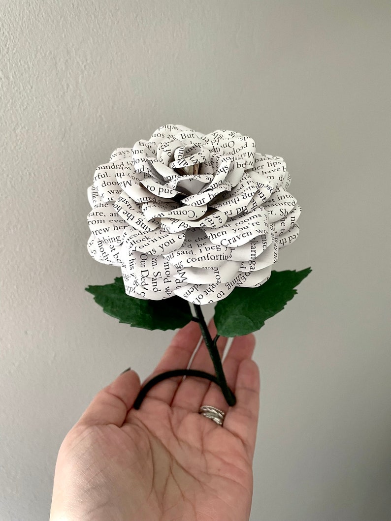 The Secret Garden flower made from preloved book pages, freestanding shelf sitter, 1st Anniversary gift, gift idea image 8