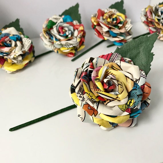 Vintage Comic Book Page Boutonniere: Unique Wedding Buttonhole