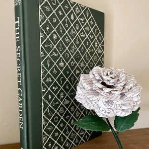 The Secret Garden flower made from preloved book pages, freestanding shelf sitter, 1st Anniversary gift, gift idea image 10