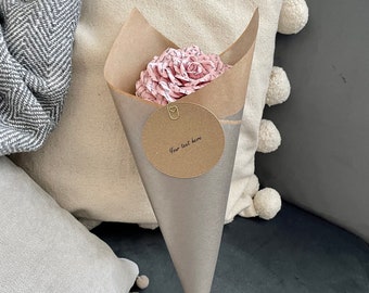 Always & Forever paper rose with personalised gift tag. Anniversary gift. Choice of flower colours.