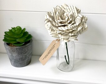 Book Page Rose: Literary Paper Flower with Personalized Message