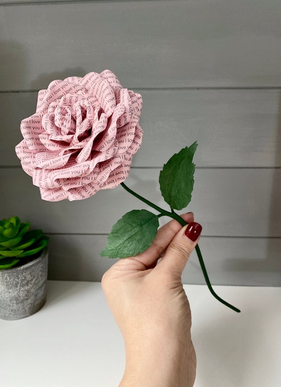 Single Personalised Message Flower Paper Rose Paper Flower