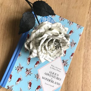 Alice in Wonderland rose made from preloved book. UK, Paper Flowers