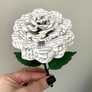 The Secret Garden flower made from preloved book pages, freestanding shelf sitter, 1st Anniversary gift, gift idea image 2