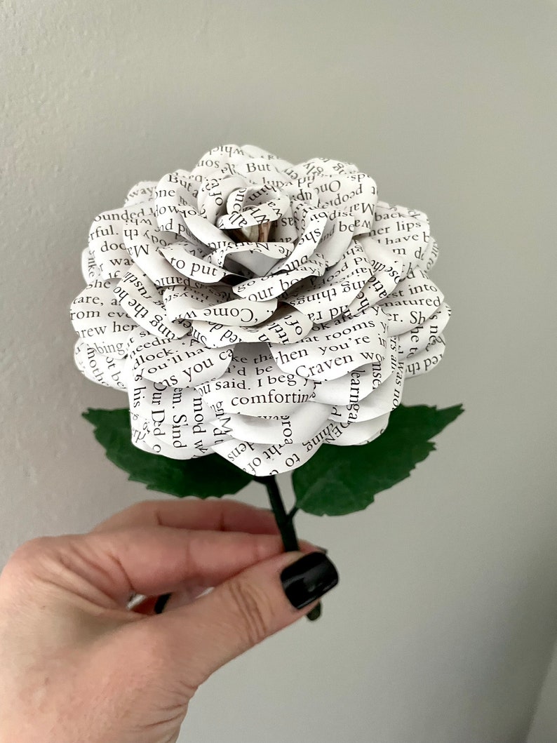 The Secret Garden flower made from preloved book pages, freestanding shelf sitter, 1st Anniversary gift, gift idea image 2