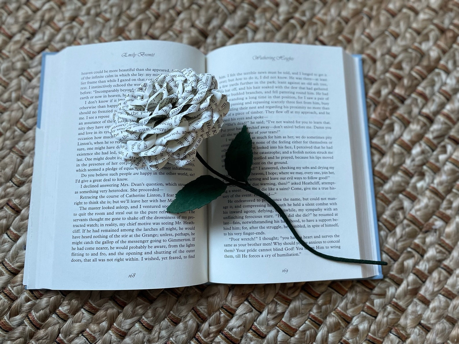 Wuthering Heights Book Page Rose Made From Preloved Book Pages, Single ...