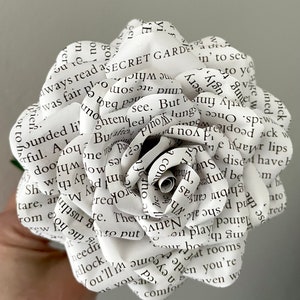 The Secret Garden flower made from preloved book pages, freestanding shelf sitter, 1st Anniversary gift, gift idea image 3