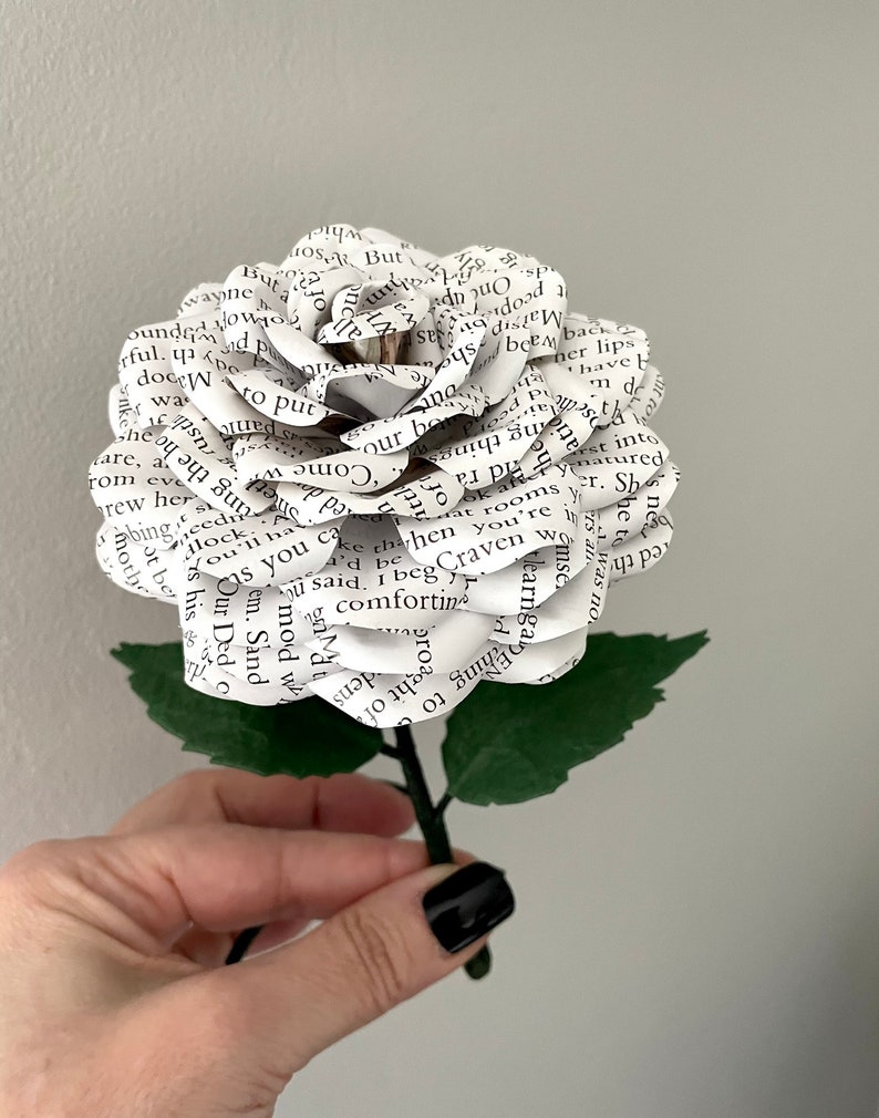 The Secret Garden flower made from preloved book pages, freestanding shelf sitter, 1st Anniversary gift, gift idea image 4