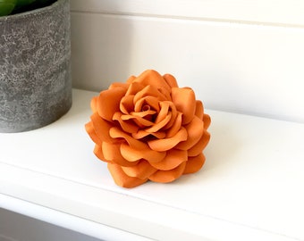 Orange Paper Flower Brooch: Wedding Boutonniere, Groomsmen Pin