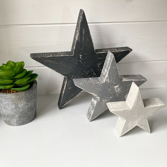 Grey Decoration Stars Free Standing Star Trio Home Etsy