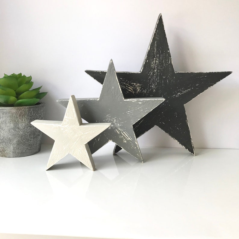Stars Free Standing Star Trio Home Decoration Rustic Stars Etsy