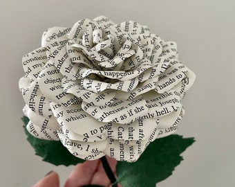 Wuthering Heights book page rose made from preloved book pages, freestanding flower UK