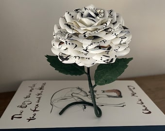 Preloved book flower made from The boy, the mole, the fox and the horse book freestanding shelf sitter Anniversary gift