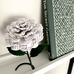 The Secret Garden flower made from preloved book pages, freestanding shelf sitter, 1st Anniversary gift, gift idea image 5