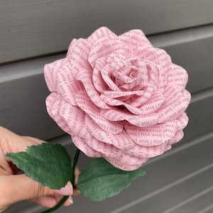 Personalised Gift, Paper Flower Message Rose - personalised with your words on the petals of the flower and gift tag. Flower colour options.