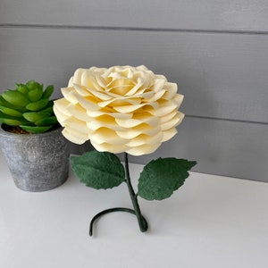 Ivory paper rose, paper flower made from ivory paper. Gifts for her, faux flower, paper flower, gift idea.