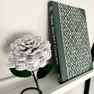 The Secret Garden flower made from preloved book pages, freestanding shelf sitter, 1st Anniversary gift, gift idea image 9