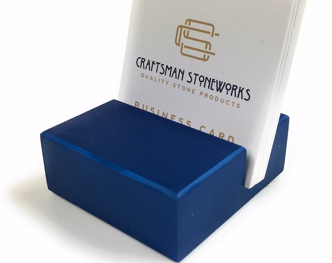 Square Business Card Holder Blue Anodized Aluminum Office Etsy