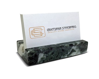 NAVISSORY Marble Business Card Holder - Natural Black Marble With Gold Veins, Holds 50 Cards