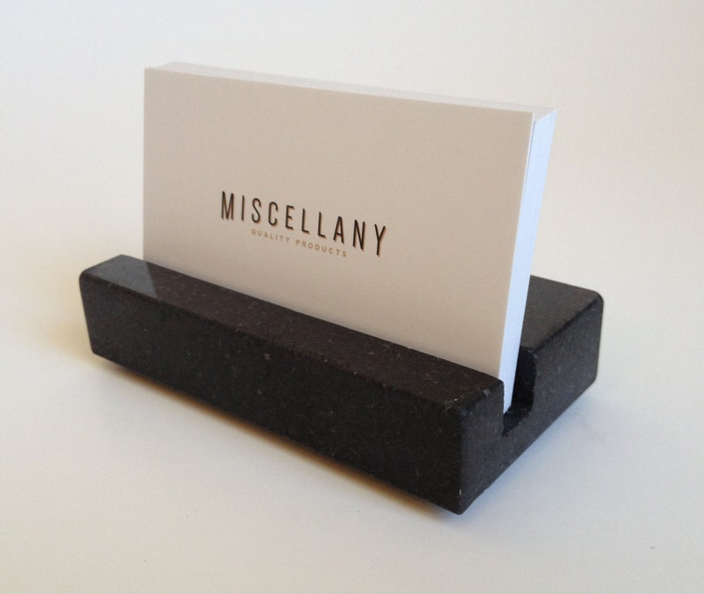 Business Card Holder Black Absolute Granite Office Desk Etsy
