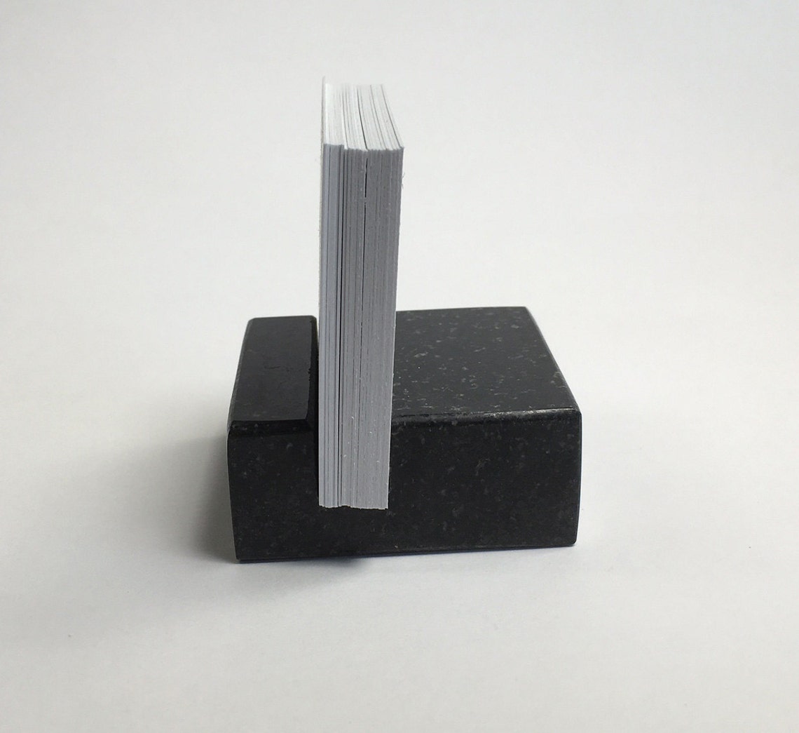 Square Business Card Holder Black Absolute Granite Office Etsy