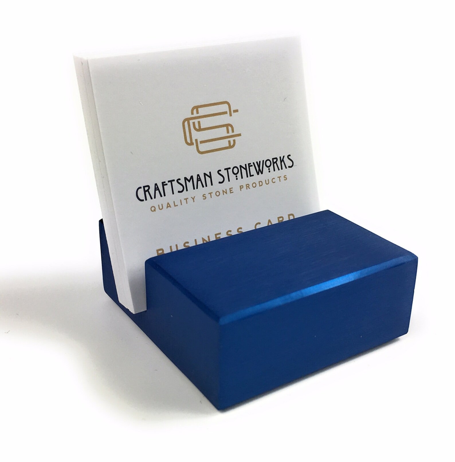 Square Business Card Holder Blue Anodized Aluminum Office Etsy