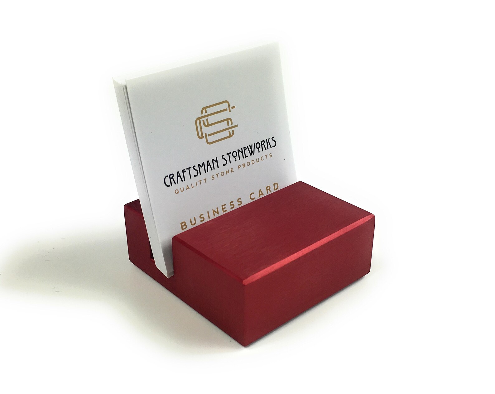 Square Business Card Holder Red Anodized Aluminum Office Etsy