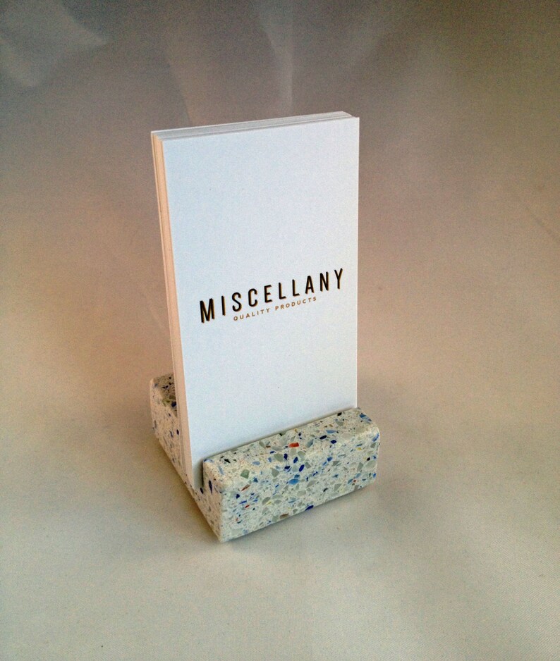 Vertical Business Card Holder Confetti Engineered Quartz Etsy
