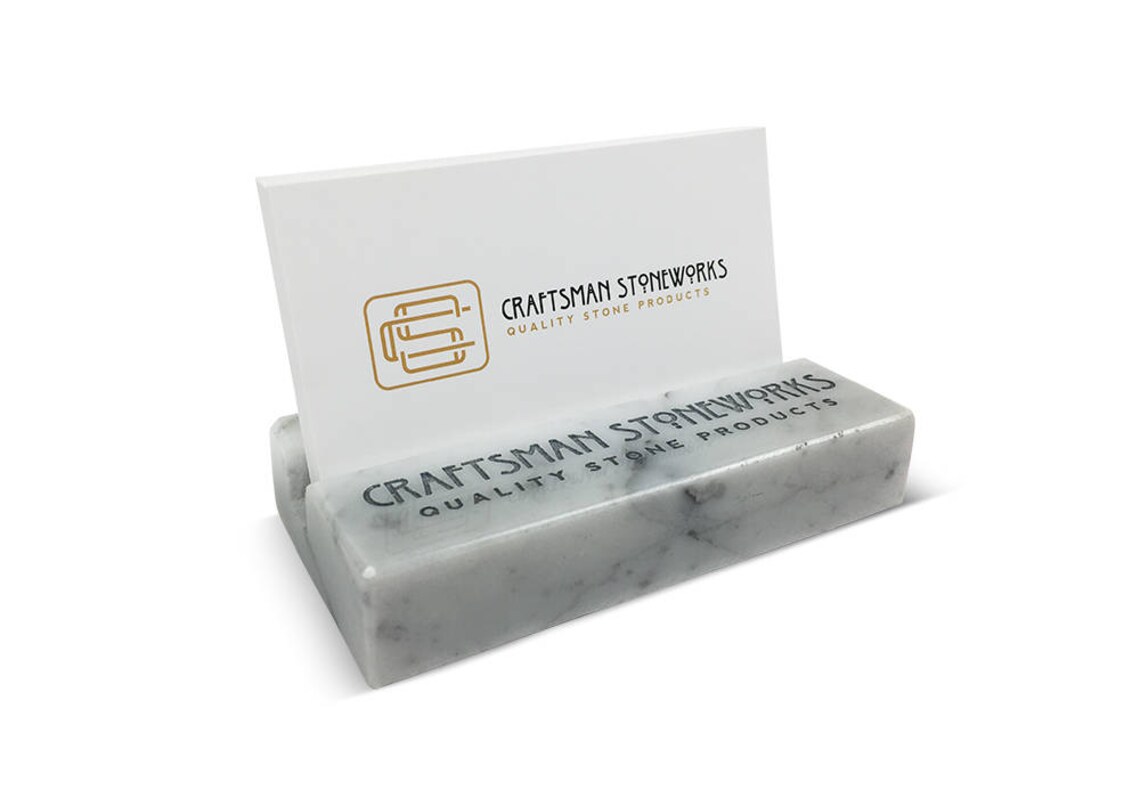 Personalized Business Card Holder White Carrara Marble Etsy