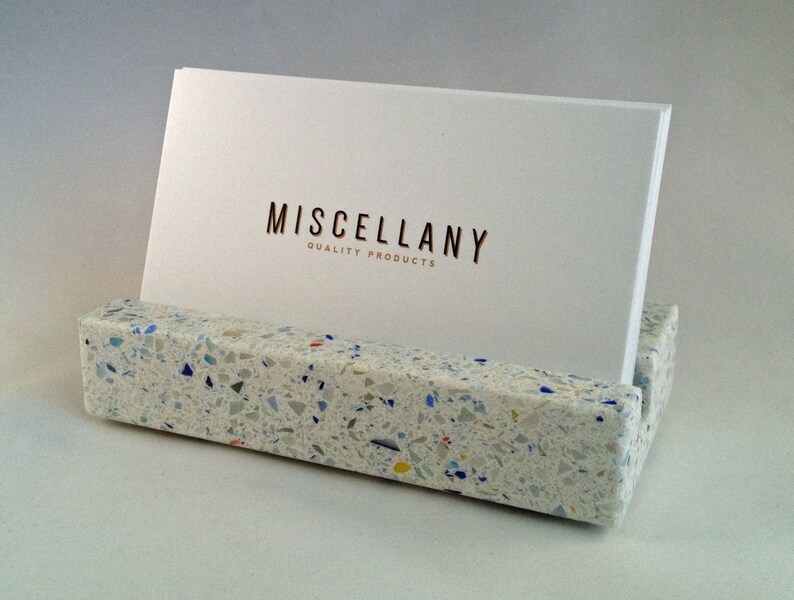 Business Card Holder Confetti Engineered Quartz Office Etsy