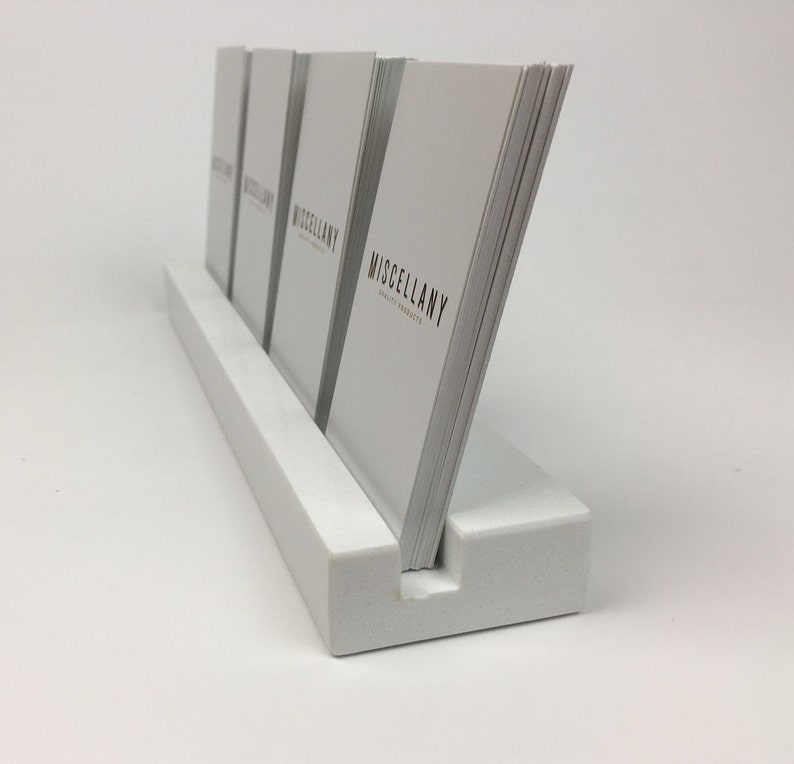 Multiple Vertical Business Card Holder White Quartz Office Etsy