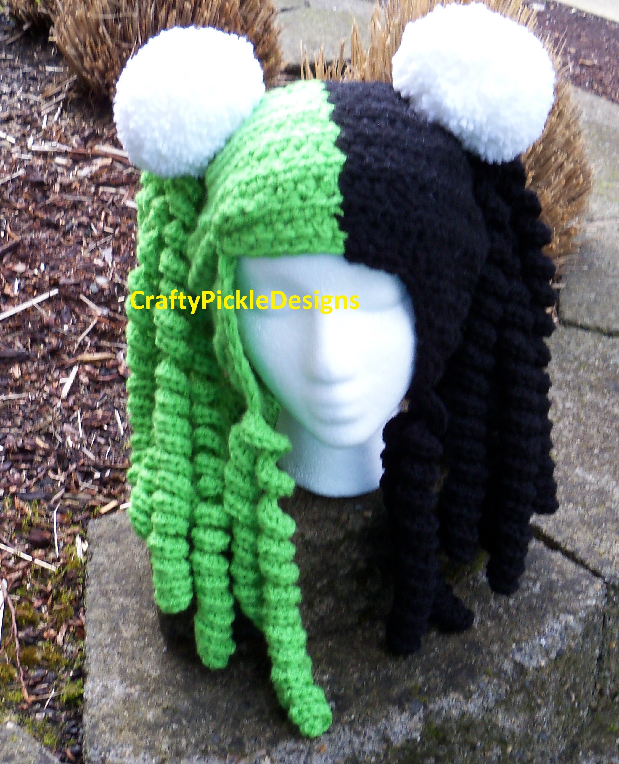 Harley Quinn crocheted hat / crocheted hat two color ponytail Etsy