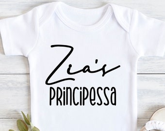 Zia's Principessa bodysuit, new baby boy girl, baby shower, princess prince shirt, Aunt Uncle, Zio, Nonna, Nonni, Italian Thea Yiayia papou