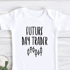 Body Future Day Trader, camisa para bebê menino, presente fofo e engraçado, negociação, ações, bitcoin, dogecoin, HODL, castiçal, nerds, programador