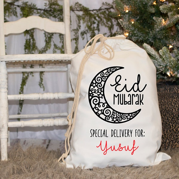 Personalized Eid Mubarak Sack, Custom Eid gift bag, Eidi, Eid cards, Eid money envelopes, Eid gifts, Eid decor, Eid shirt, Eid party favors