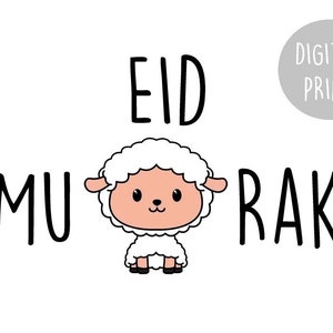 Cartão Eid Mubarak para impressão, cartão Eid fofo, Ramadan Mubarak, Eidi, decoração de presentes islâmicos, ovelha fofa, cartão engraçado, envelope de dinheiro