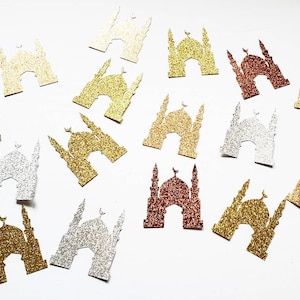 10 Moschee Cut Out, Glitzer Ausschnitte, Glitzerpapier Moschee stanz, mehrere Größen, Cake Topper, Glitzer Formen, Eid Dekor, Ramadan Dekoration