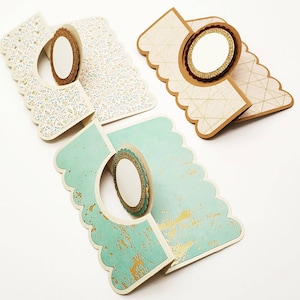Set of 3 blank cards, flip-it handmade greeting card, glitter shimmer paper, unique cards, floral cards for mom, Eid Ramadan Hajj cards