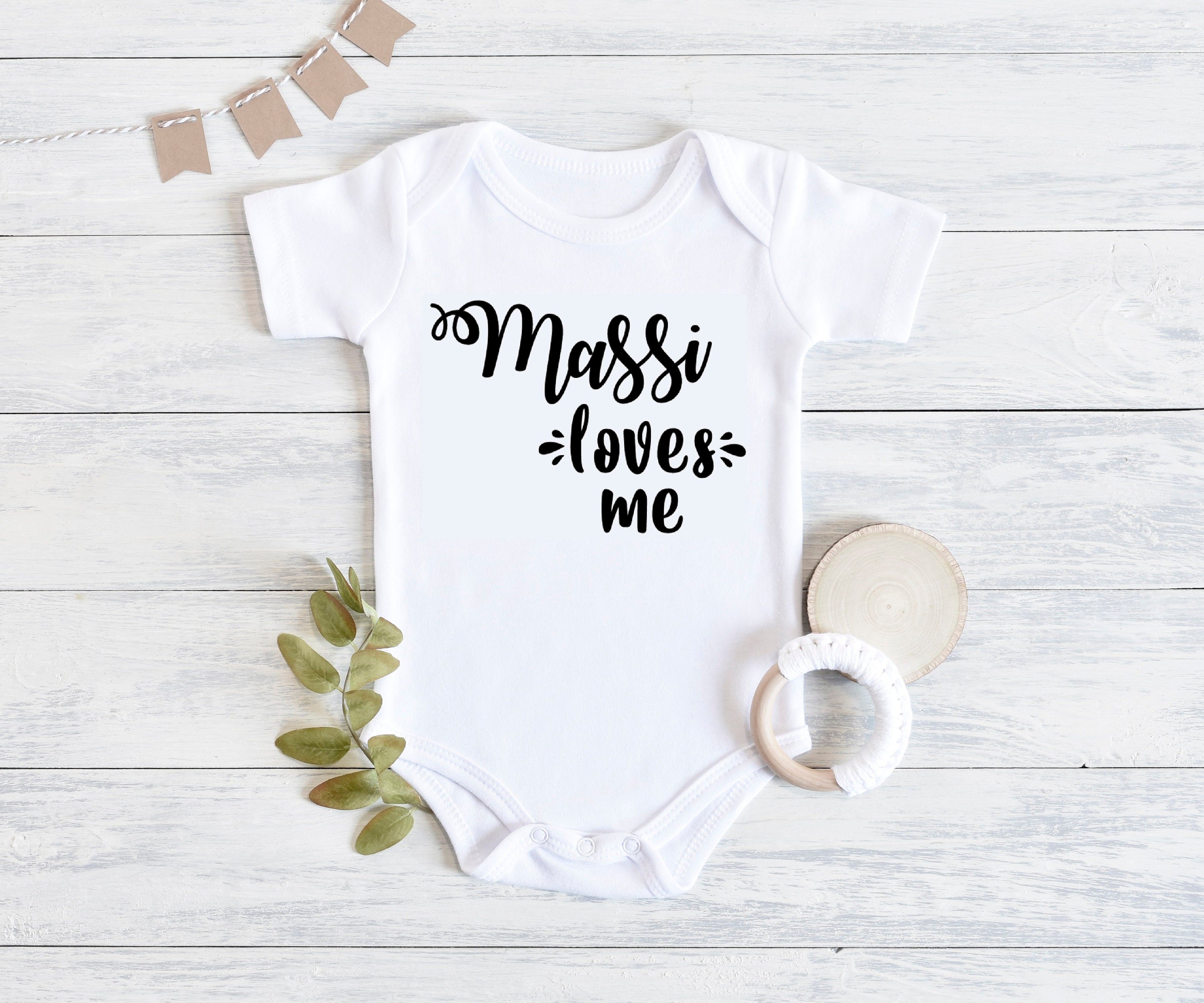 Massi Loves Me Bodysuit, new baby boy girl, cute baby shower, Nani, Dadi, Khala, Mamu, Islamic baby gift, Muslim shirt, Indian Desi Hindu