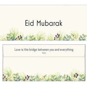 Conjunto de 5 porta-dinheiro Eid, Eidi, Eid Mubarak, envelopes de dinheiro, cartões Eid, presentes Eid-ul-fitr, Ramadan Mubarak, citações islâmicas, Rumi, Hajj