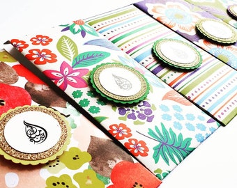 Conjunto de 5 titulares de dinero Eid, Eidi, Eid Mubarak, sobres de dinero, tarjetas Eid, regalos Eid-ul-fitr, Ramadan Mubarak, decoración islámica, purpurina floral
