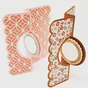 Set of 2 blank cards, flip-it handmade greeting card, glitter shimmer paper, unique cards, floral cards for mom, Eid Ramadan Hajj cards