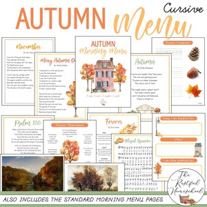 CURSIEVE HERFST Ochtendmenupagina's | Thuisschoolochtendmand | Kalenderpagina's | Ochtendtijd | Kopieerwerk manuscripten | Cirkeltijd |