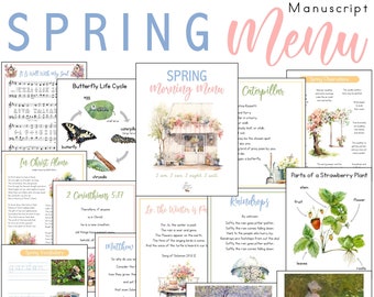 PRIMER SPRING Morning Menu Pages | Homeschool Morning Basket | Calendar Pages