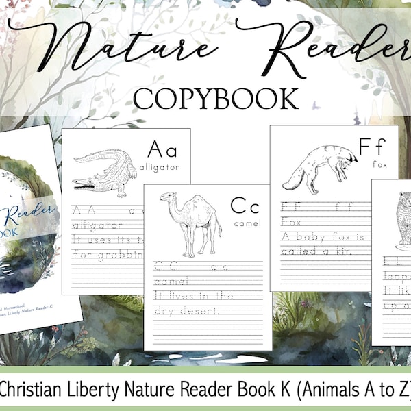 Nature Reader Copybook | Animals A to Z | Handwriting Practice | Primer Copywork